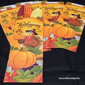 Thanksgiving Paper Cartoon Turkey Cutlery Holders Pack of 10 Silverware Pockets